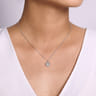 925 Sterling Silver White Sapphire Pave Round Pendant Necklace