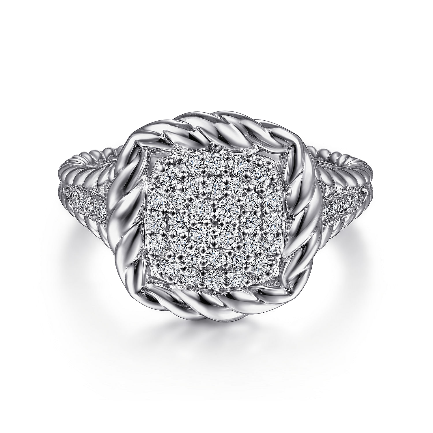 指輪・リング [SENTIMENTS] NO.381 [925 SILVER] RING 925 Sterling Silver White Sapphire Pave Signet Ring with