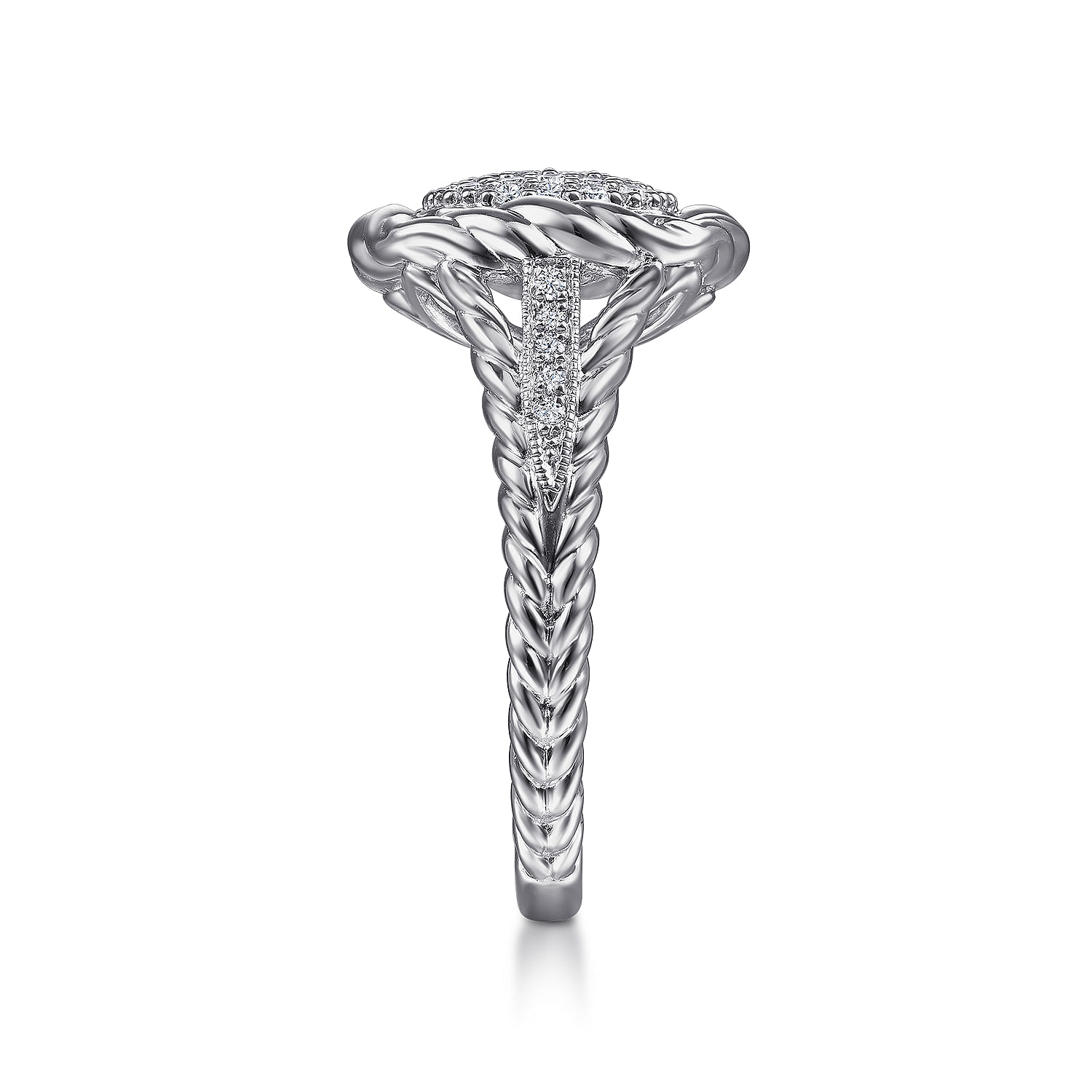 925 Sterling Silver White Sapphire Pave Signet Ring with
