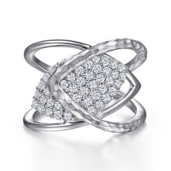 925 Sterling Silver White Sapphire Pave Wide Band Ring