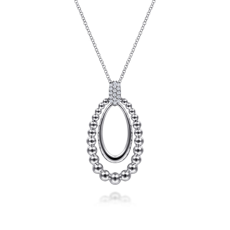 925 Sterling Silver White Sapphire Pendant Necklace - Shot 1