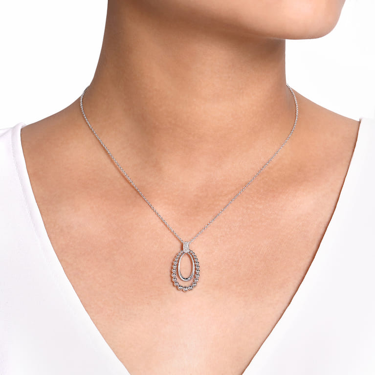 925 Sterling Silver White Sapphire Pendant Necklace - Shot 3