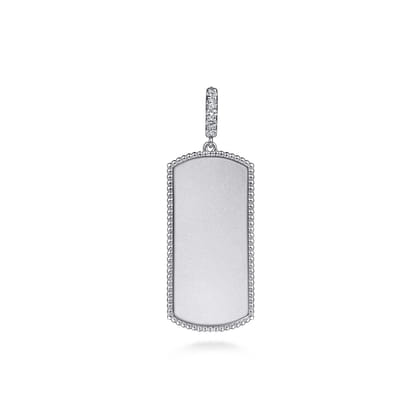 925 Sterling Silver White Sapphire Personalized Medallion Pendant with Detachable Bail