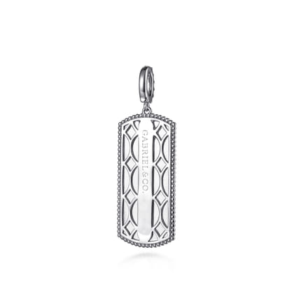 925 Sterling Silver White Sapphire Personalized Medallion Pendant with Detachable Bail