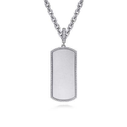 925 Sterling Silver White Sapphire Personalized Medallion Pendant with Detachable Bail