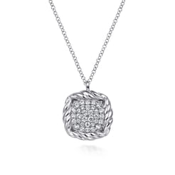925 Sterling Silver White Sapphire Rope Pendant Necklace