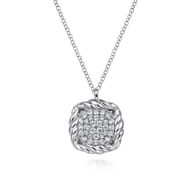 925 Sterling Silver White Sapphire Rope Pendant Necklace