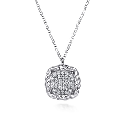 925 Sterling Silver White Sapphire Rope Pendant Necklace