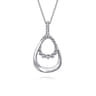 925 Sterling Silver White Sapphire Teardrop Pendant Necklace- Bujukan