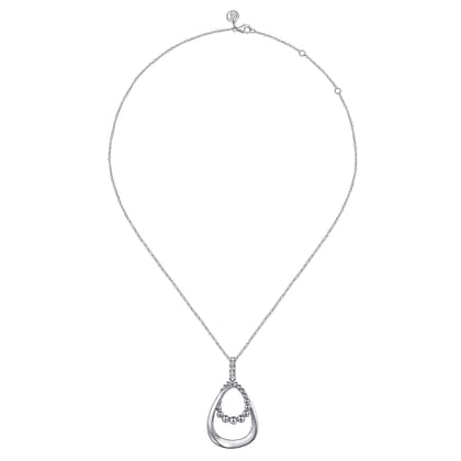 925 Sterling Silver White Sapphire Teardrop Pendant Necklace- Bujukan