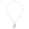 925 Sterling Silver White Sapphire Teardrop Pendant Necklace- Bujukan