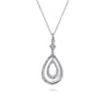 925 Sterling Silver White Sapphire Teardrop Pendant Necklace-Bujukan