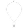 925 Sterling Silver White Sapphire Teardrop Pendant Necklace-Bujukan