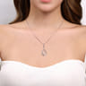 925 Sterling Silver White Sapphire Teardrop Pendant Necklace-Bujukan