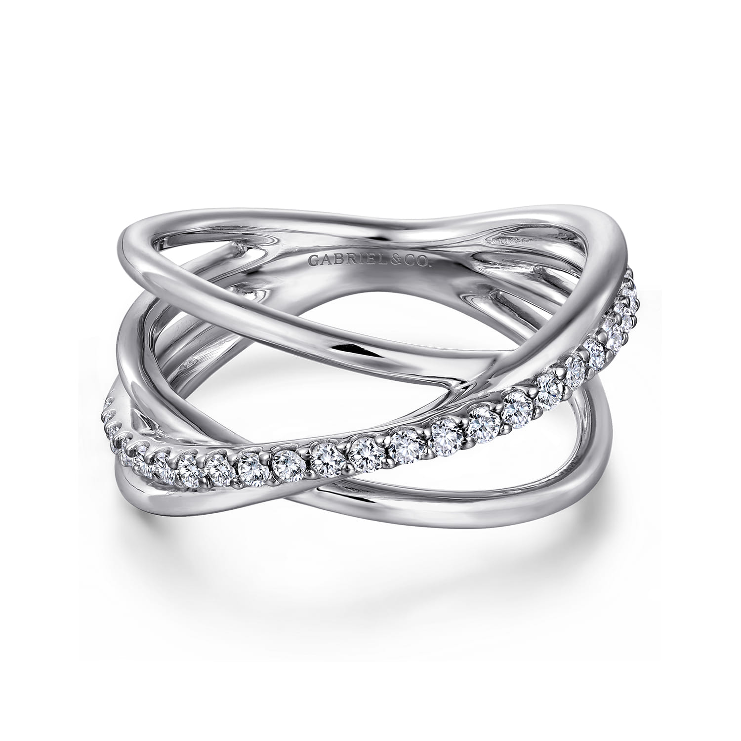 925 Sterling Silver White Sapphire Twisted Ring - Shot 1