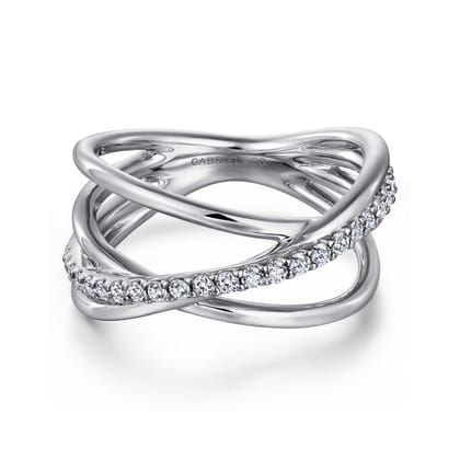 925 Sterling Silver White Sapphire Twisted Ring