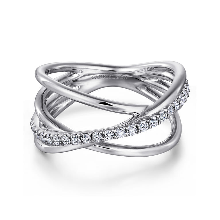 925 Sterling Silver White Sapphire Twisted Ring - Shot 1