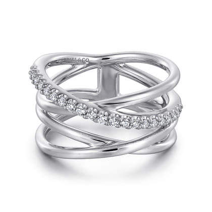 925 Sterling Silver White Sapphire Twisted Ring