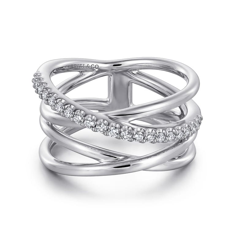 925 Sterling Silver White Sapphire Twisted Ring - Shot 1