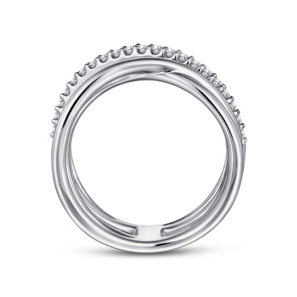 925 Sterling Silver White Sapphire Twisted Ring