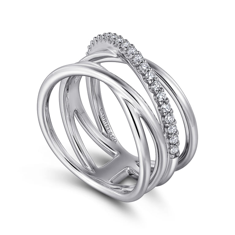 925 Sterling Silver White Sapphire Twisted Ring - Shot 3