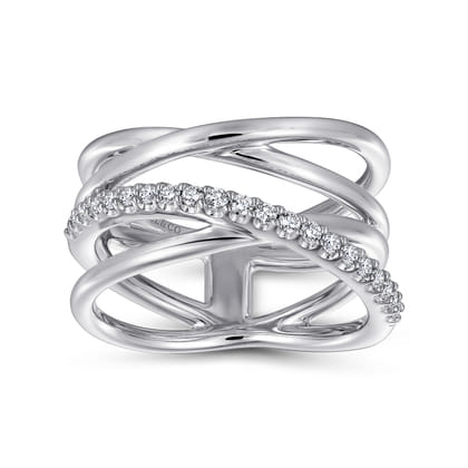 925 Sterling Silver White Sapphire Twisted Ring
