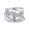925 Sterling Silver White Sapphire Twisted Ring