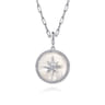 925 Sterling Silver White Sapphire and Mother Of Pearl Medallion Pendant- Bujukan