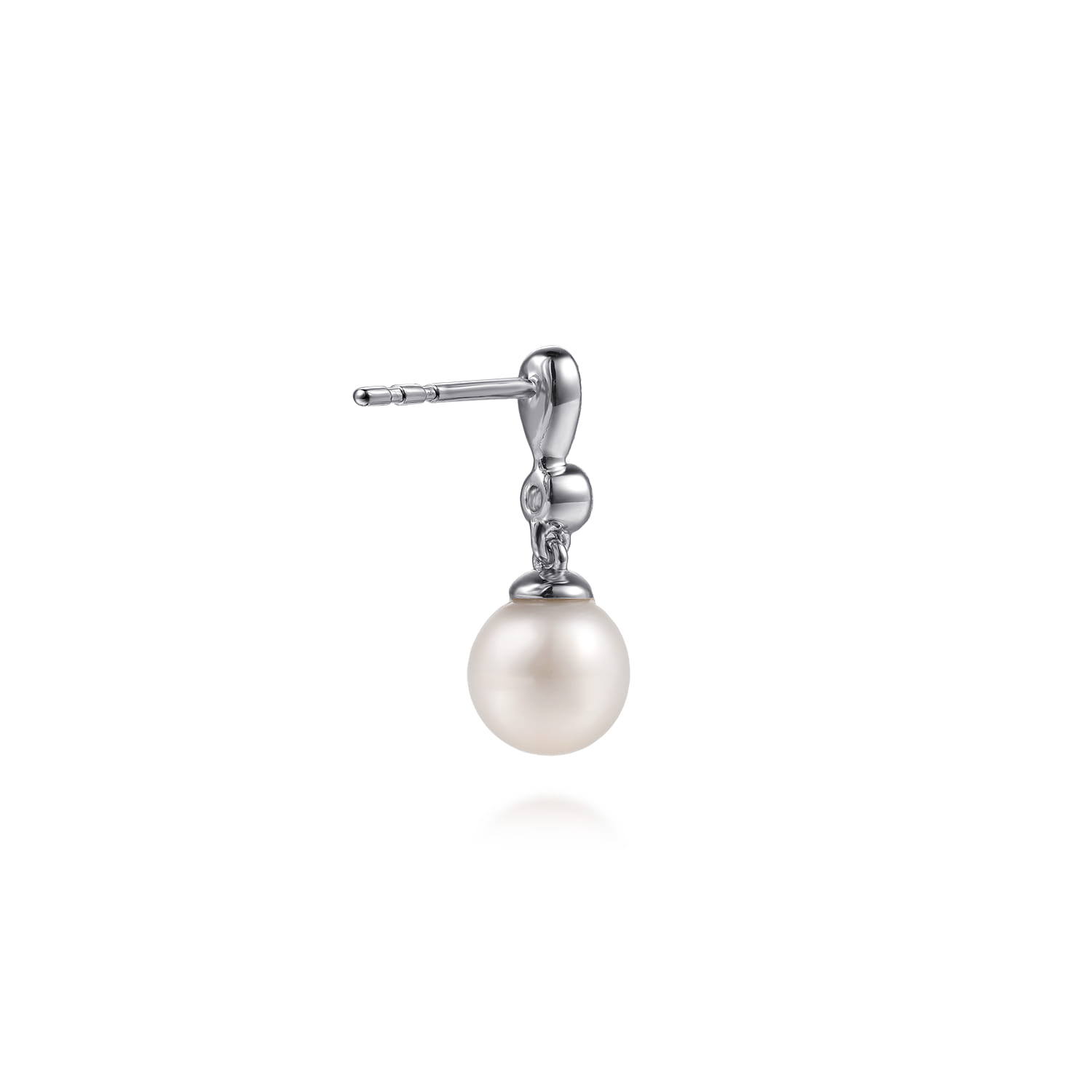 925 Sterling Silver White Sapphire and Mother of Pearl Stud Drop Earrings - Shot 2