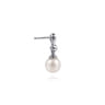 925 Sterling Silver White Sapphire and Mother of Pearl Stud Drop Earrings