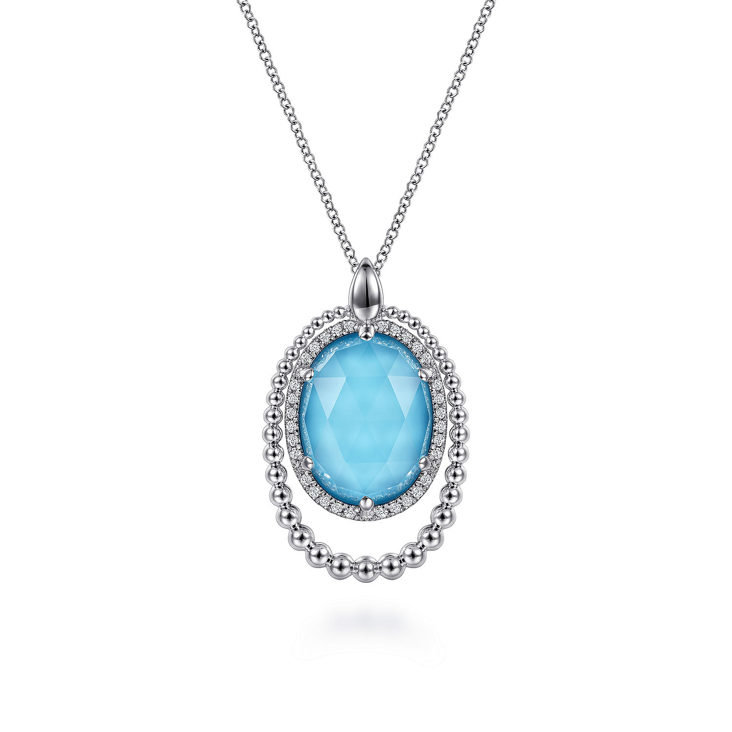 925-Sterling-Silver-White-Sapphire-and-Rock-Crystal-and-Turquoise-Pendant-Necklace1