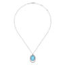 925 Sterling Silver White Sapphire and Rock Crystal and Turquoise Pendant Necklace