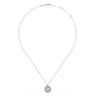 925 Sterling Silver White Sapphire and Rock Crystal and Turquoise Pendant Necklace