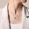 925 Sterling Silver White Sapphire and Rock Crystal and Turquoise Pendant Necklace