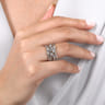 925 Sterling Silver Wide Band Criss Cross Diamond Station Ring - 0.08 ct