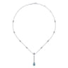 925 Sterling Silver Y Necklace with Teardrop Rock Crystal White MOP Green Onyx Y