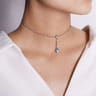925 Sterling Silver Y Necklace with Teardrop Rock Crystal White MOP Green Onyx Y