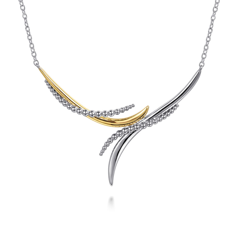 925 Sterling Silver and 14K Yellow Gold Bujukan Bypass Necklace - Shot 1