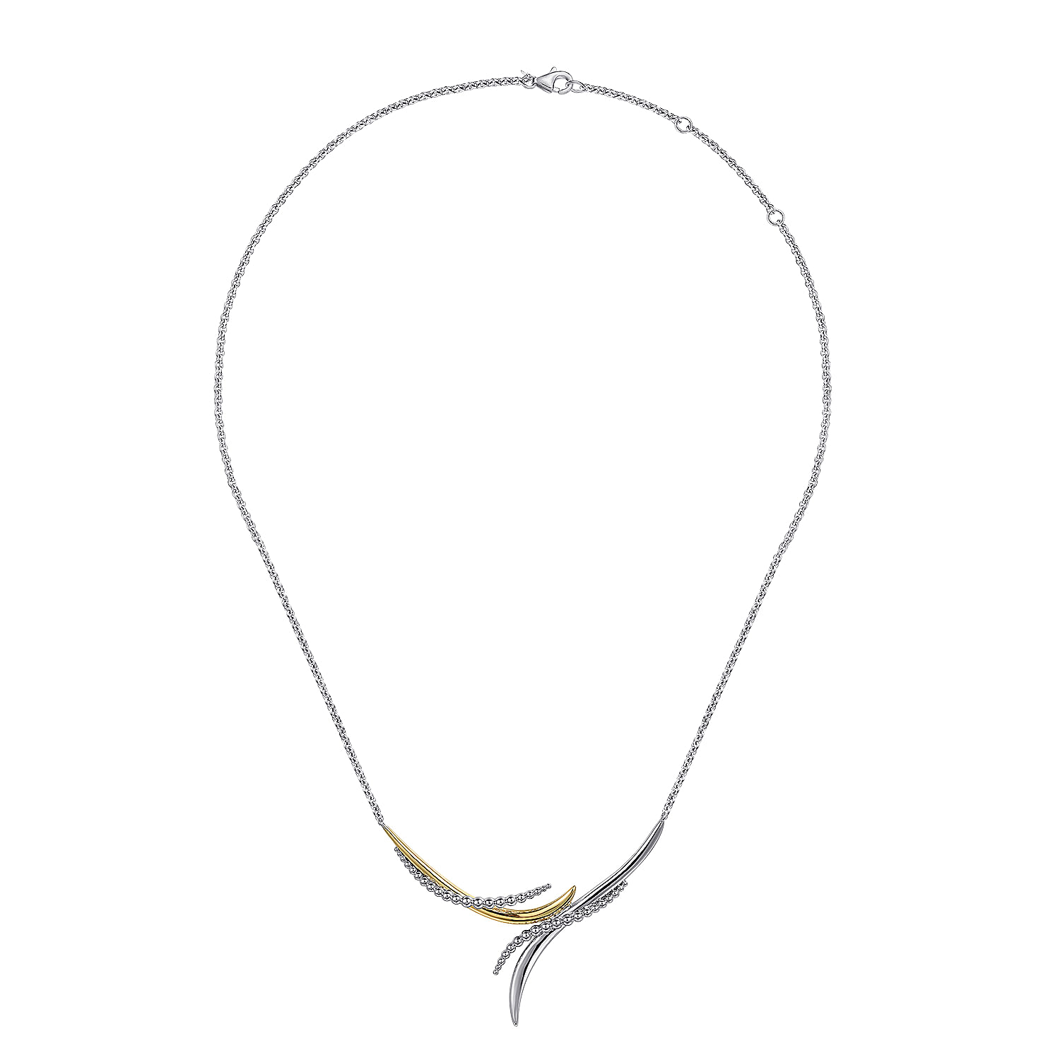 925 Sterling Silver and 14K Yellow Gold Bujukan Bypass Necklace