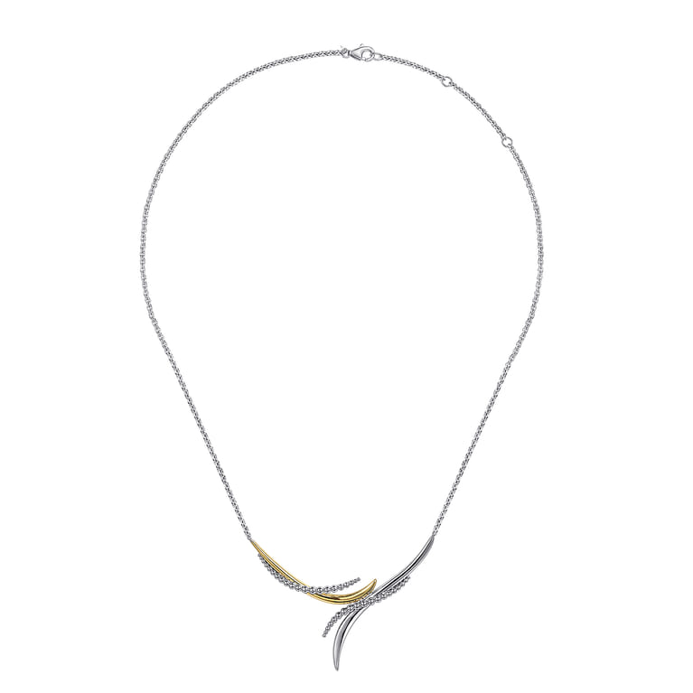 925 Sterling Silver and 14K Yellow Gold Bujukan Bypass Necklace - Shot 2