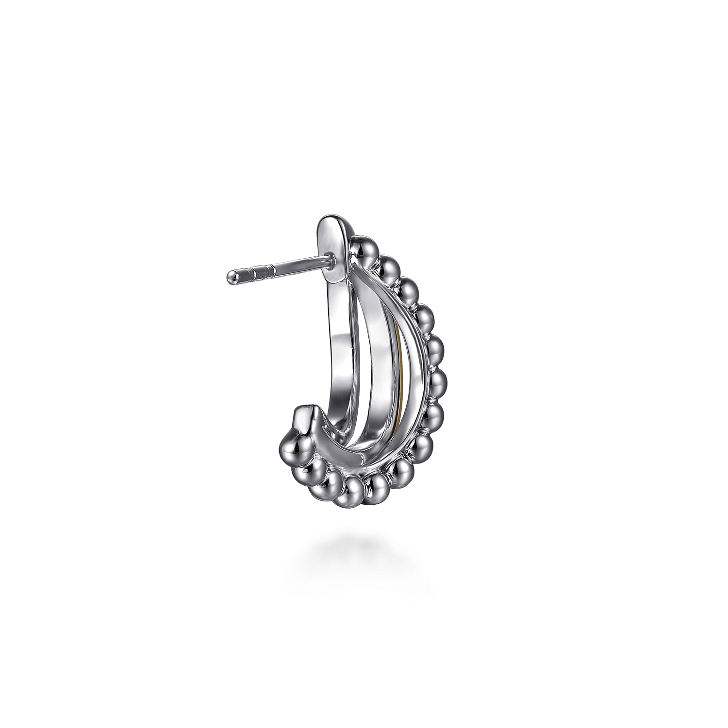 925 Sterling Silver and 14K Yellow Gold Bujukan Criss Cross J Hoop Earrings