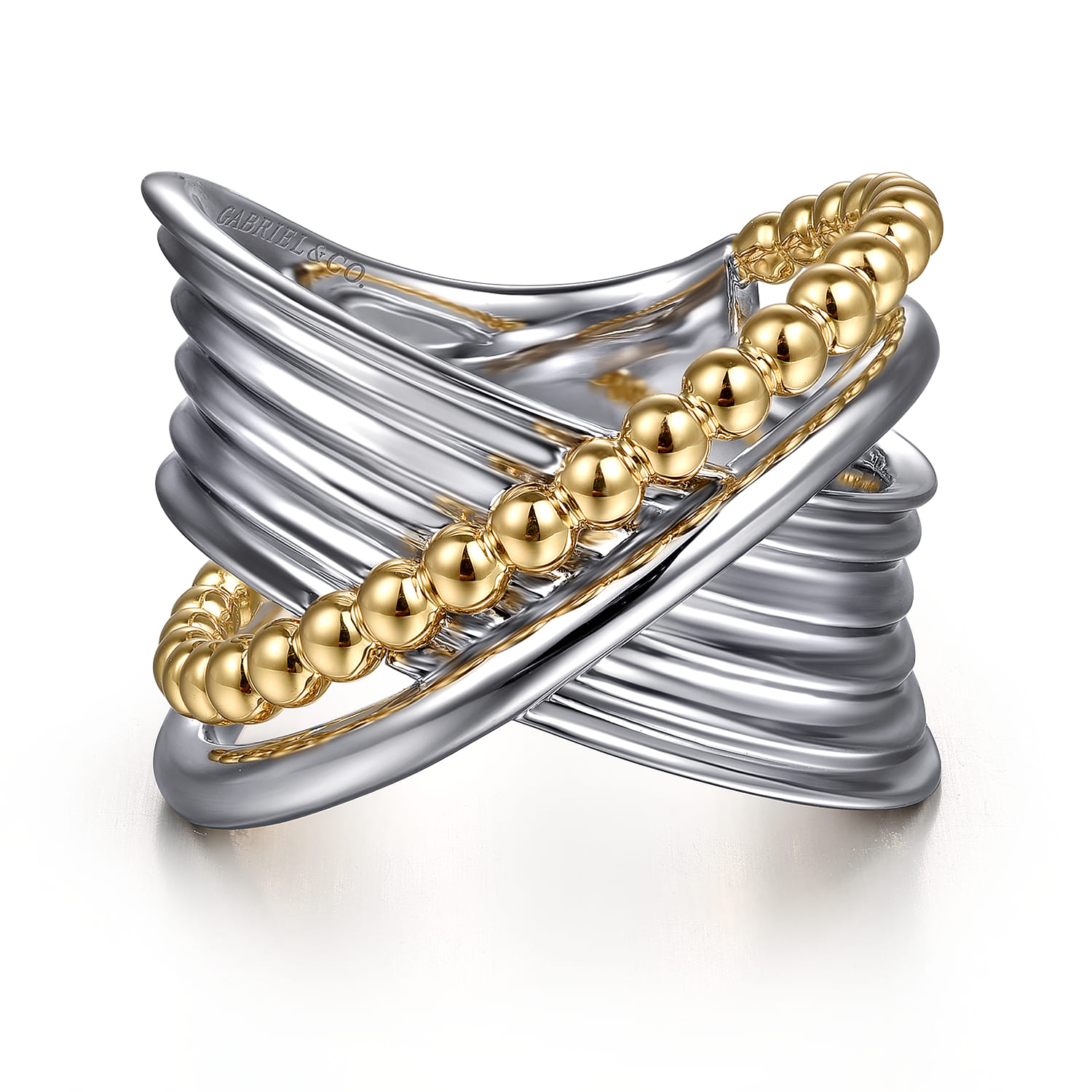 925 Sterling Silver and 14K Yellow Gold Bujukan Criss Cross Ring - Shot 1