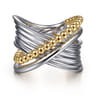 925 Sterling Silver and 14K Yellow Gold Bujukan Criss Cross Ring
