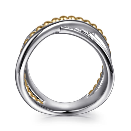 925 Sterling Silver and 14K Yellow Gold Bujukan Criss Cross Ring