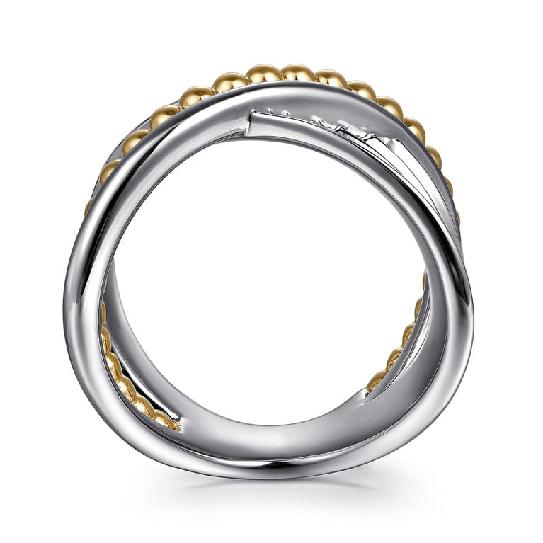 925 Sterling Silver and 14K Yellow Gold Bujukan Criss Cross Ring - Shot 2