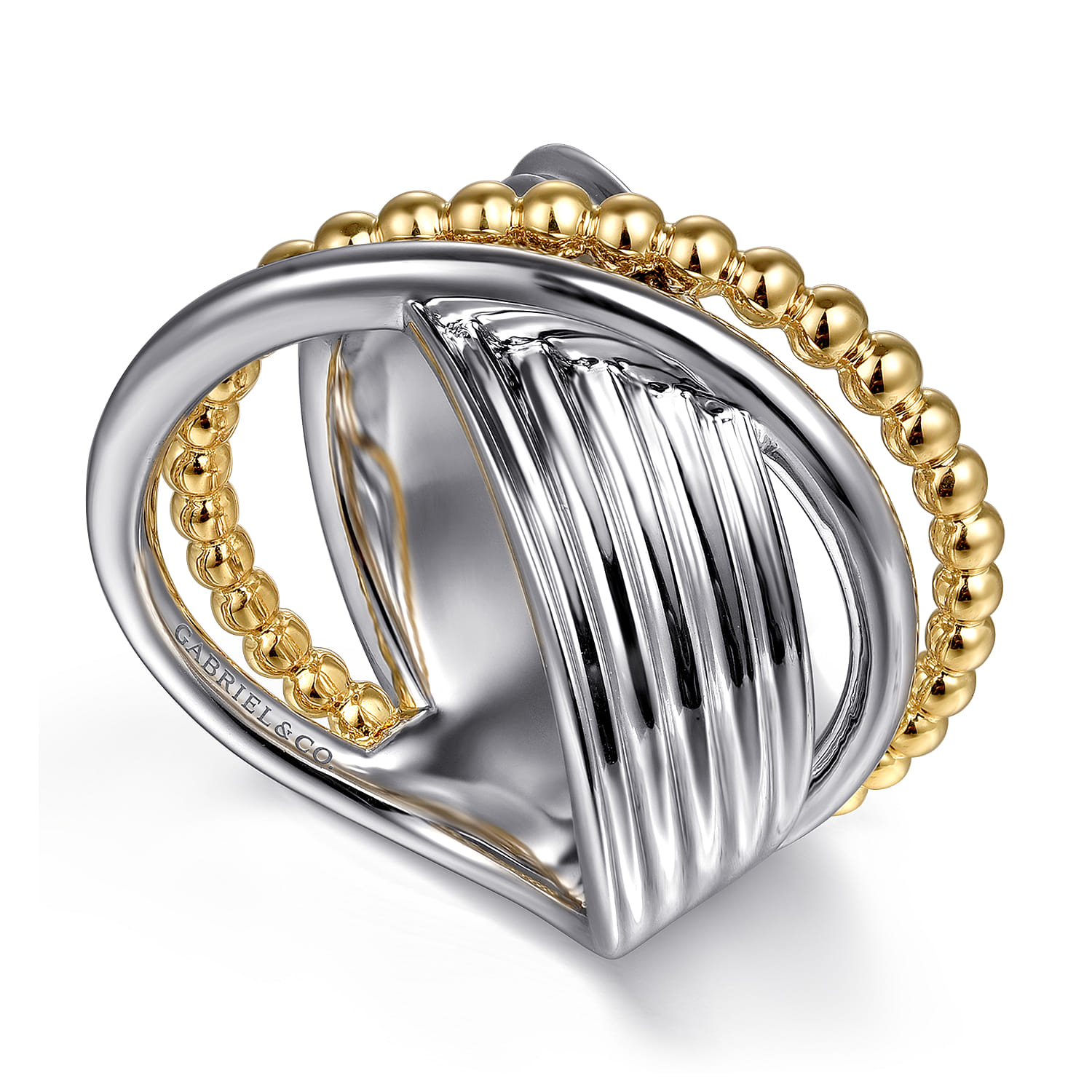 925 Sterling Silver and 14K Yellow Gold Bujukan Criss Cross Ring - Shot 3