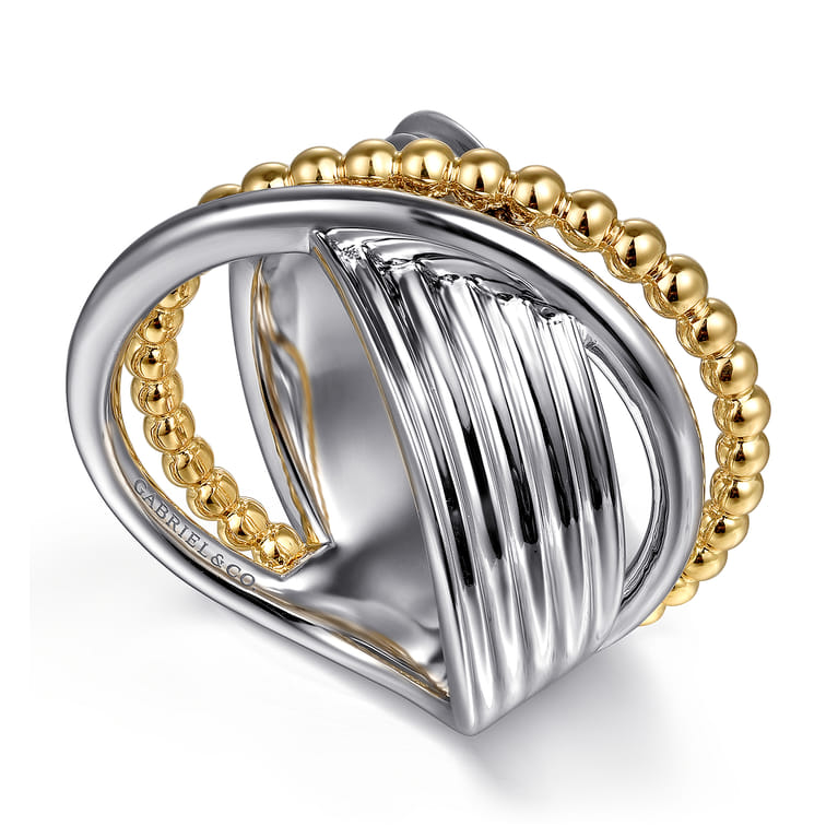 925 Sterling Silver and 14K Yellow Gold Bujukan Criss Cross Ring - Shot 3