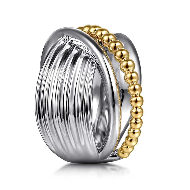 925 Sterling Silver and 14K Yellow Gold Bujukan Criss Cross Ring - Shot 4