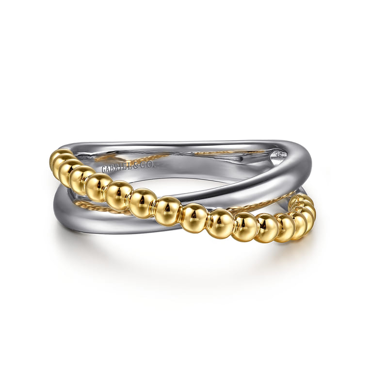925 Sterling Silver and 14K Yellow Gold Bujukan Criss Cross Ring - Shot 1