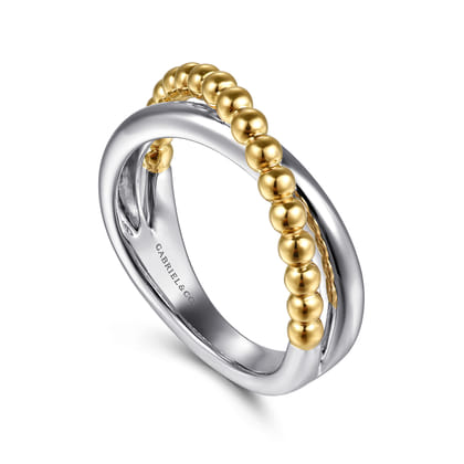 925 Sterling Silver and 14K Yellow Gold Bujukan Criss Cross Ring
